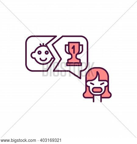 Unrealistic High Expectation From Parent Rgb Color Icon. Mother Upset With Child. Kid Harassment. Em