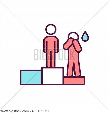 High Expectations Rgb Color Icon. Second Place. Lose To Winner. Upset Kid. Distress Child. Anxiety F