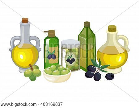 Concept Eco Health Natural Product Virgin Olive Oil, Fresh Olive Foodstuff, Healthy Butter Food Cart