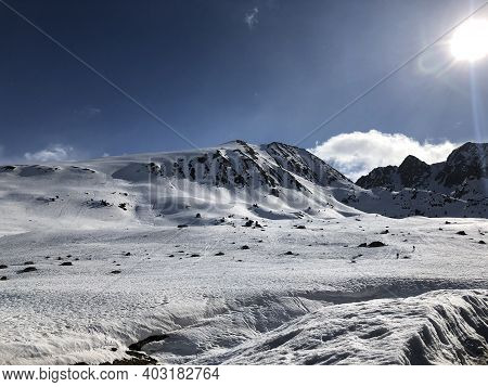 Beautiful Mountains At The Morning In Andorra. Ski Resort.