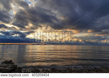 Sunset At The Sea, Zaton Village Near Nin, Croatia.