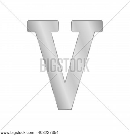 Metal Roman Numeral Five On White Background. Vector Illustration.