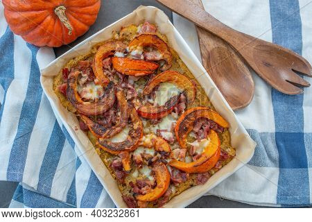 Healthy Baked Pumpkin Polenta Pizza With Cheese