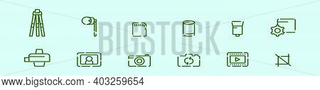 Set Of Camera Cartoon Icon Design Template With Various Models. Modern Vector Illustration Isolated 