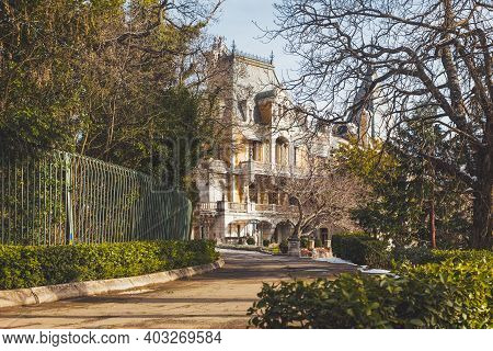 Massandra, Crimea - February 10, 2015. Massandra Palace. Chateauesque Villa Of Emperor Alexander Iii