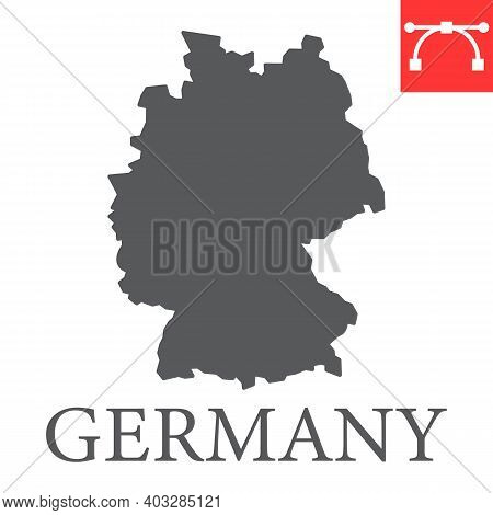 Map Of Germany Glyph Icon, Country And Geography, Germany Map Sign Vector Graphics, Editable Stroke 
