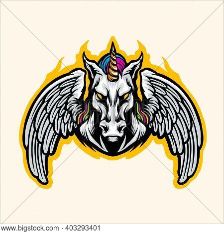 Fantasy Rainbow Unicorn Graphic Illustrations For Your Work Logo, Mascot Merchandise T-shirt, Sticke