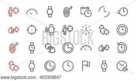 Simple Set Of Time Icon Color Editable Template. Contains Icons Such As Time Check, Speedometer Cale