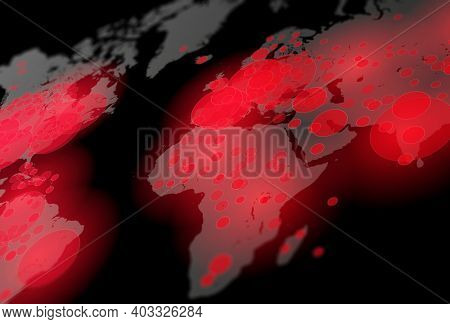 Covid-19, Covid 19 map confirmed cases report worldwide globally. Coronavirus disease 2021 situation update worldwide. Maps show where the coronavirus has spread, 3D illustration on black background.