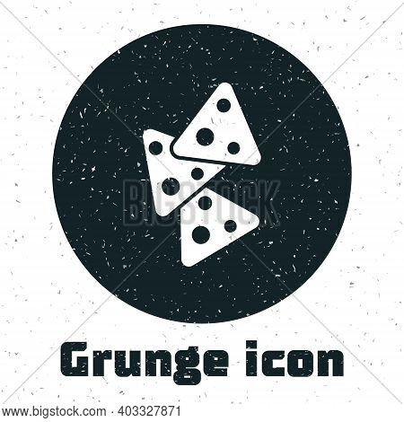 Grunge Nachos Icon Isolated On White Background. Tortilla Chips Or Nachos Tortillas. Traditional Mex