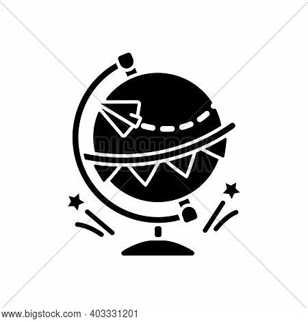Going Away Party Black Glyph Icon. Travel Abroad. International Tourism. Immigration To Foreign Coun
