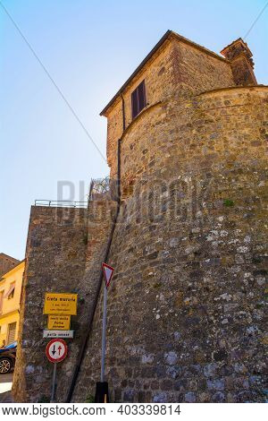 A Former Gateway, Porta Senese, In The Medieval 13th Century Fortified City Walls Of The Historic Vi