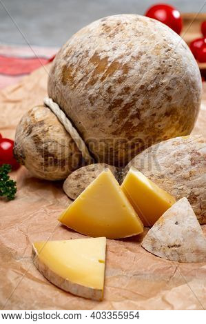 Italian Semi Hard Matured Caciocavallo Cheese, Handmade And Aged In Natural Underground Caves In Apu