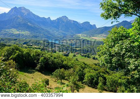 Panoramic View On Grande Tete De Obiou Mountain Range In French Prealps In Isere Near Grenoble, High