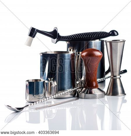 Set Of Stainless Steel Milk Pitchers Jugs. Foaming Jug. Latte Art For Barista. Coffee Accessories. B