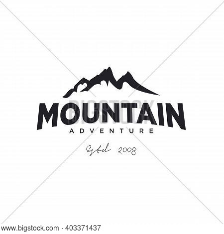 Vintage Hand Drawn Retro Mountain Logo Design