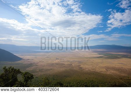 Ngorongoro Crater Aerial View, Tanzania, Africa. Tanzania Landscape