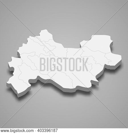 3d Isometric Map Of Kermanshah Is A Province Of Iran, Vector Illustration