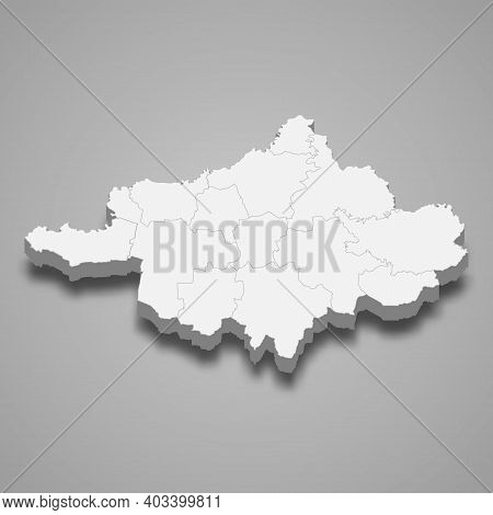 3d Isometric Map Of Szabolcs-szatmar-bereg Is A County Of Hungary, Vector Illustration