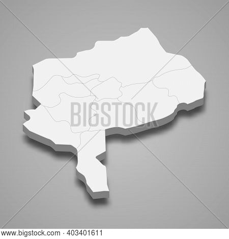 3d Isometric Map Of Yazd Is A Province Of Iran, Vector Illustration