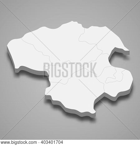 3d Isometric Map Of Zanjan Is A Province Of Iran, Vector Illustration