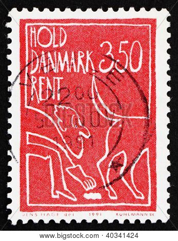 Postage stamp Denmark 1991 Cleaning up after Dog