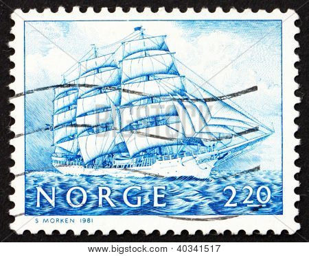 Postage stamp Norway 1981 Training Ship Christian Radich