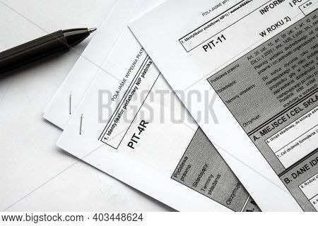 Income Polish Tax Form Pit-11 And Pit-4r. Tax Regulation. Translation From Polish: Annual Informatio