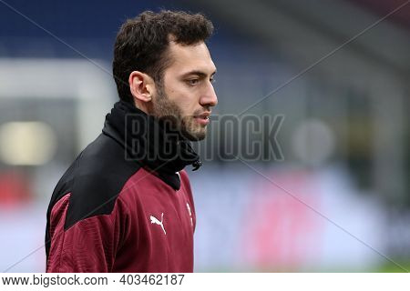 Milano, 12th January 2020. Hakan Calhanoglu Of Ac Milan  During The Coppa Italia Match Between Ac Mi
