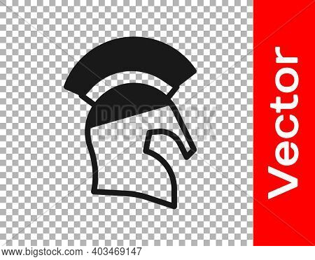 Black Greek Helmet Icon Isolated On Transparent Background. Antiques Helmet For Head Protection Sold