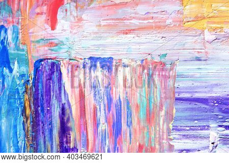 Colorful Smears Of Oil Paint On Canvas