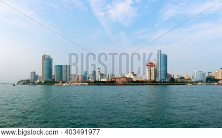 Xiamen, China city skyline in the afternoon.