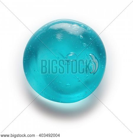 Squeezed cosmetic clear cream gel texture Iisolated on white background. Close up photo of transparent drop of skin care product. High