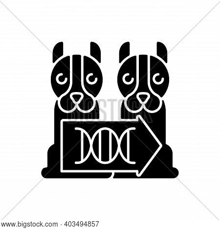 Cloning Black Glyph Icon. Laboratory Scientific Reproduction. Animal Dna Data Coping. Gene Structure