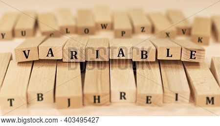 Word Variable Word Made With Building Blocks