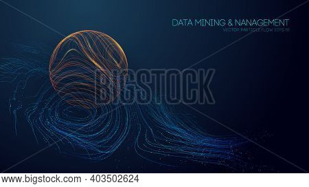 Big Data Analytics Abstract Vector Background. 3d Vector Sphere Data Stream In Abstract Style. Abstr