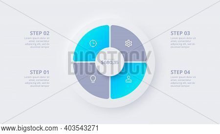 Neumorphic Circle Element For Infographic. Template For Diagram, Graph, Presentation And Chart. Skeu