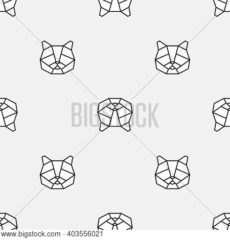 Vector Low Poly Seamless Pattern With Cat Head
