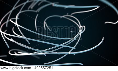 Plexus Of Random Splines, Computer Generated. 3d Rendering Of Technical Background