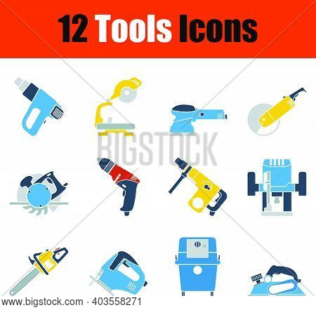 Tools Icon Set. Flat Design. Fully Editable Vector Illustration. Text Expanded.