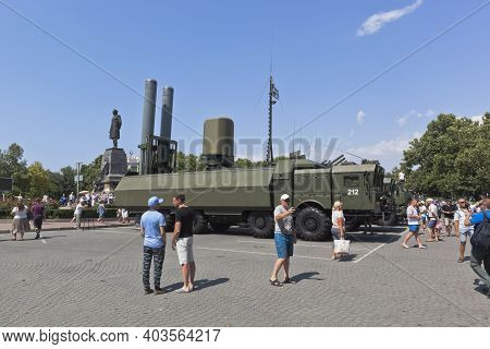 Sevastopol, Crimea, Russia - July 26, 2020: Coastal Missile System Bastion Based On The Mzkt-7930 Ch