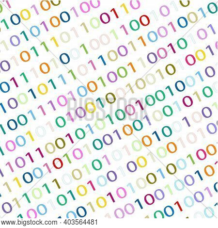 Binary Code On White Background. Multicolored Zeros And Ones