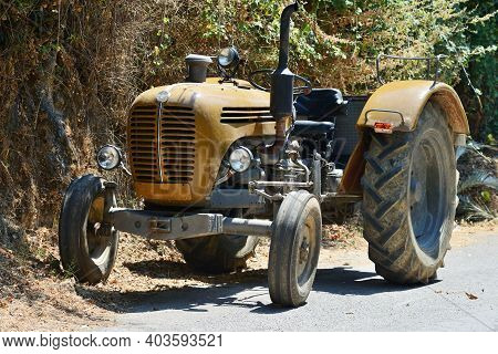 Crete - August 10: Vintage Steyr Tractor On August 10, 2014 At Crete Island, Greece. Steyr Tractor (