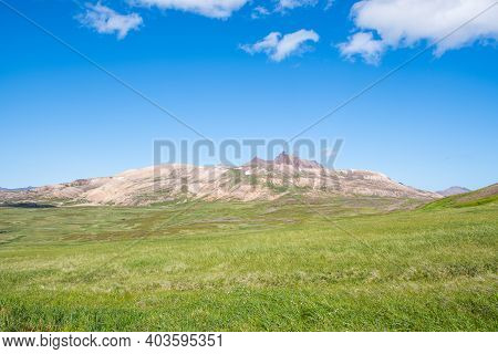 Hvitihnjukur And Stadarfjall Mountain In Borgarfjordur In Iceland