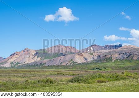 Hvitihnjukur And Stadarfjall Mountain In Borgarfjordur In Iceland