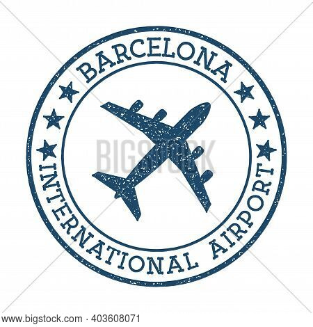 Barcelona International Airport Logo. Airport Stamp Vector Illustration. Barcelona Aerodrome.