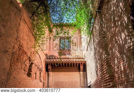 Nasrid Palace Walls In Alhambra, Granada, Spain