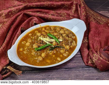 Top Down View Of A Bowl Of Spicy And Tangy Amritsari Chole