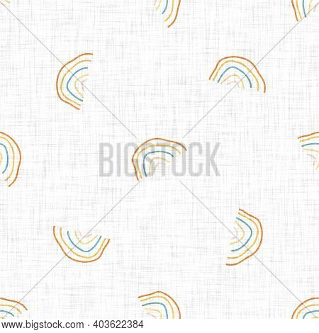 Cute Rainbow Scribble Doodle Background. Hand Drawn Whimsical Motif Seamless Pattern. Naive Simple C