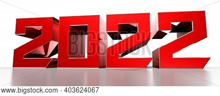 3d Illustration 2022 Red Isolated On A White Background With Clipping Path.
